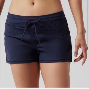 Athleta LAHAINA Women’s Swim Shorts Dark Gray Medium Pockets Drawstring Waist